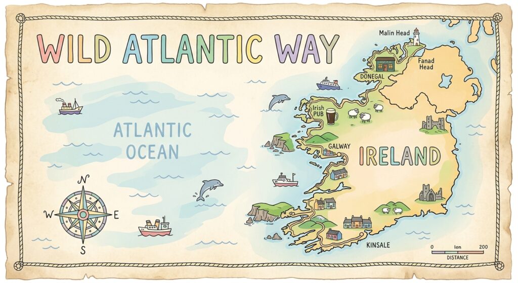 Mappa Wild Atlantic Way di Idee in Valigia